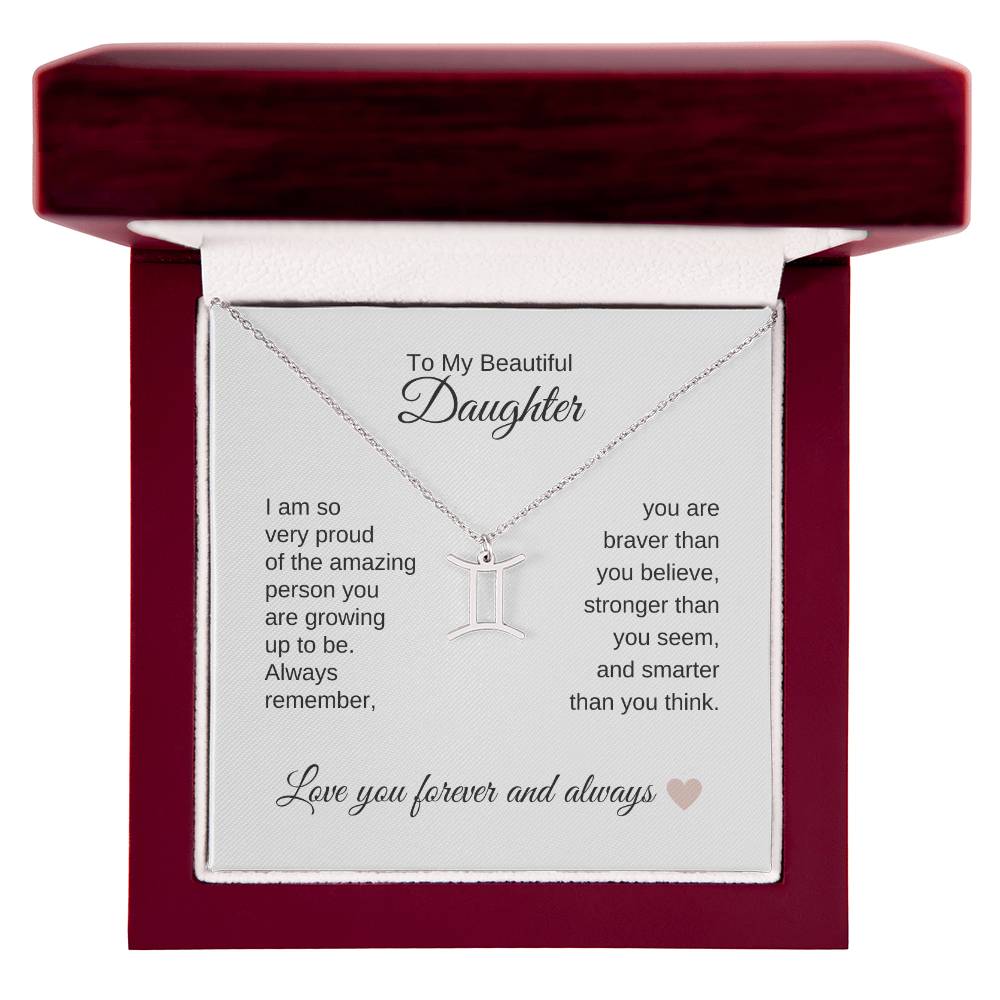 To My Beautiful Daughter Gift, Delicate Zodiac Necklace Gold or Stainless Steel, Gift for Daughter