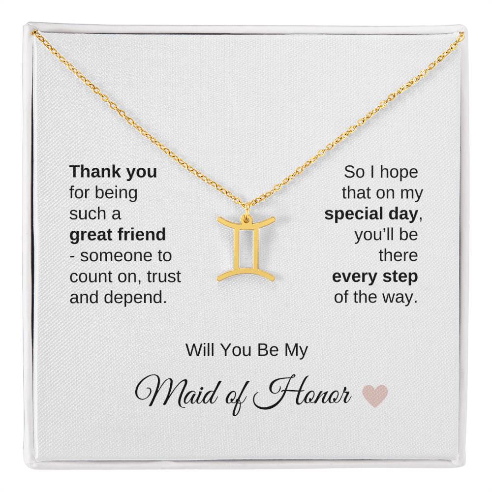 Will You Be My Maid of Honor Proposal Gift Zodiac Necklace
