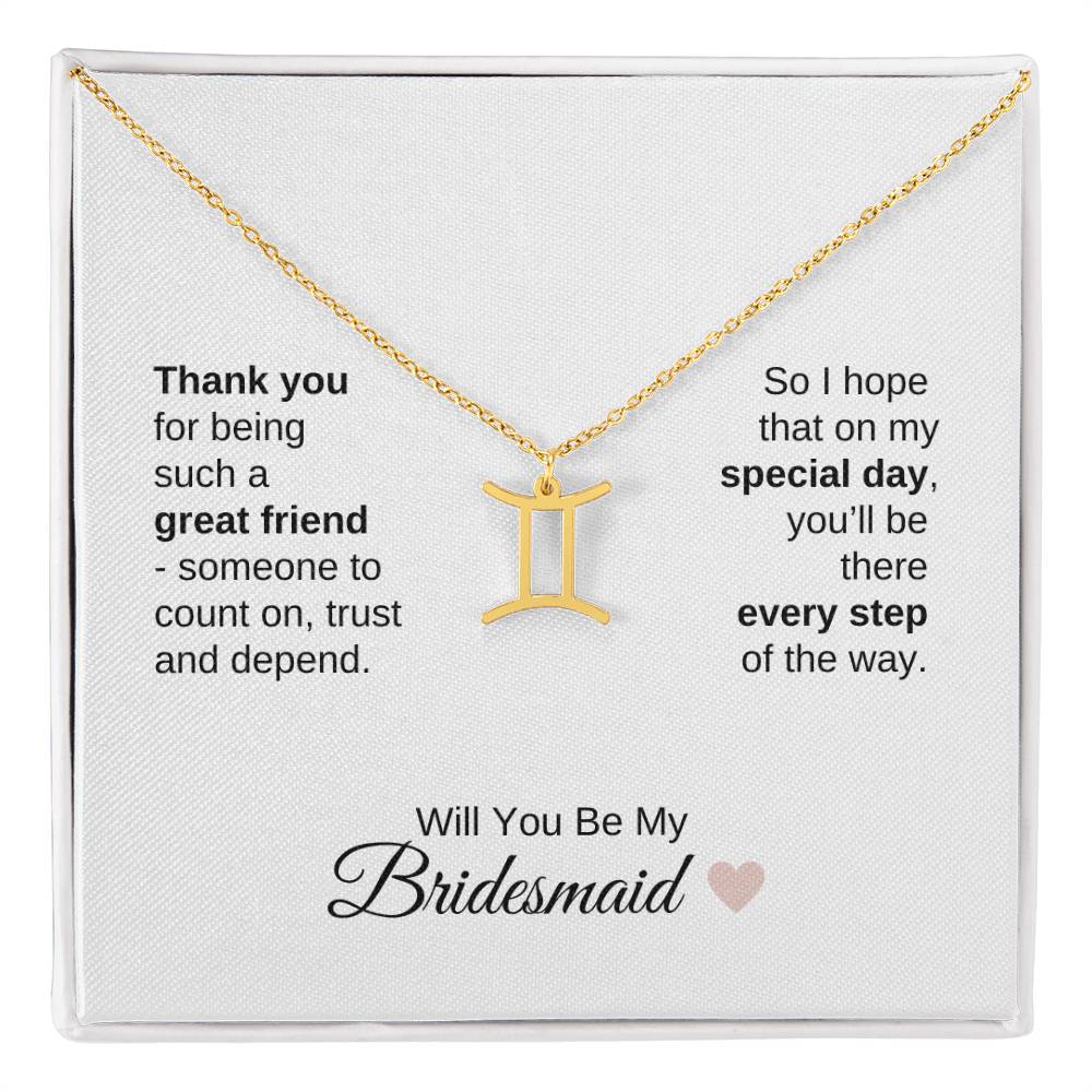 Will You Be My Bridesmaid Proposal Gift Zodiac Necklace