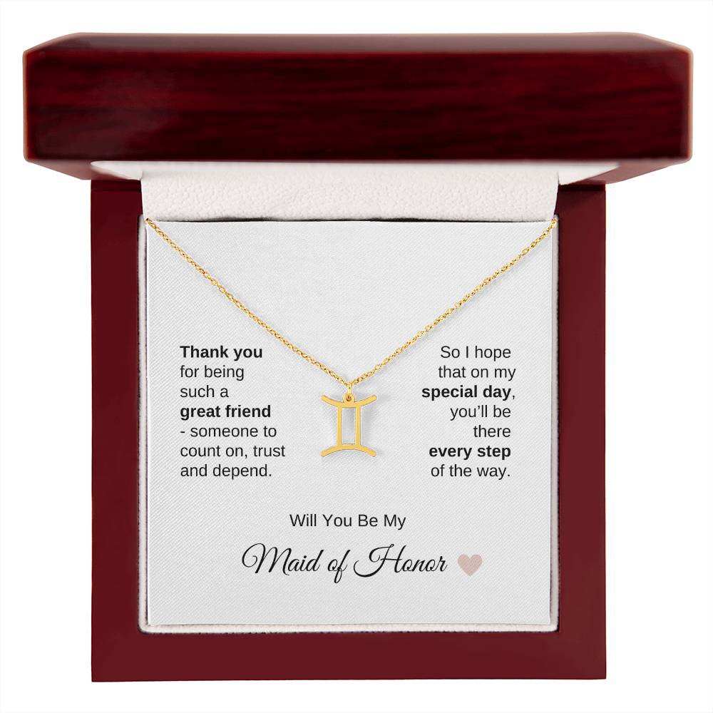 Will You Be My Maid of Honor Proposal Gift Zodiac Necklace
