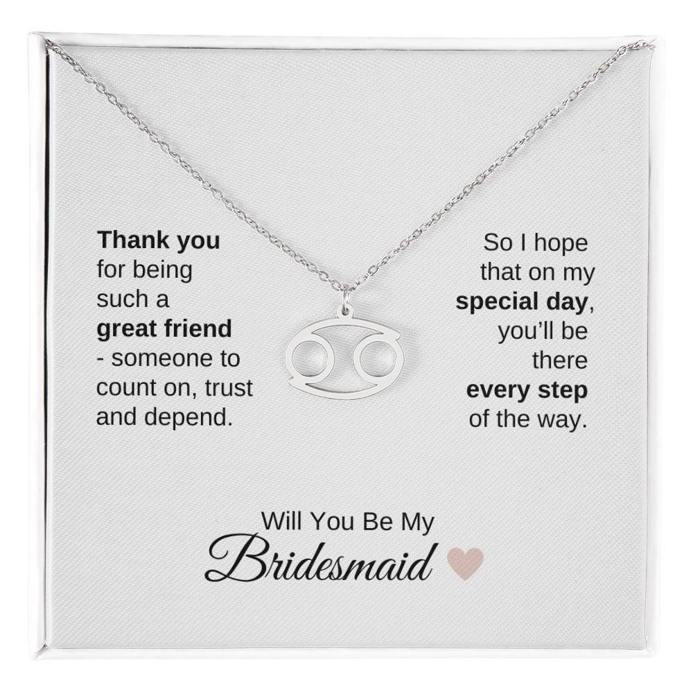 Will You Be My Bridesmaid Proposal Gift Zodiac Necklace