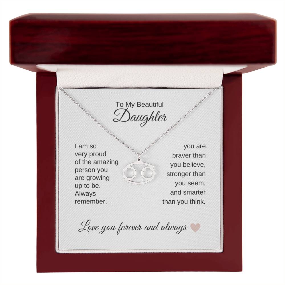 To My Beautiful Daughter Gift, Delicate Zodiac Necklace Gold or Stainless Steel, Gift for Daughter