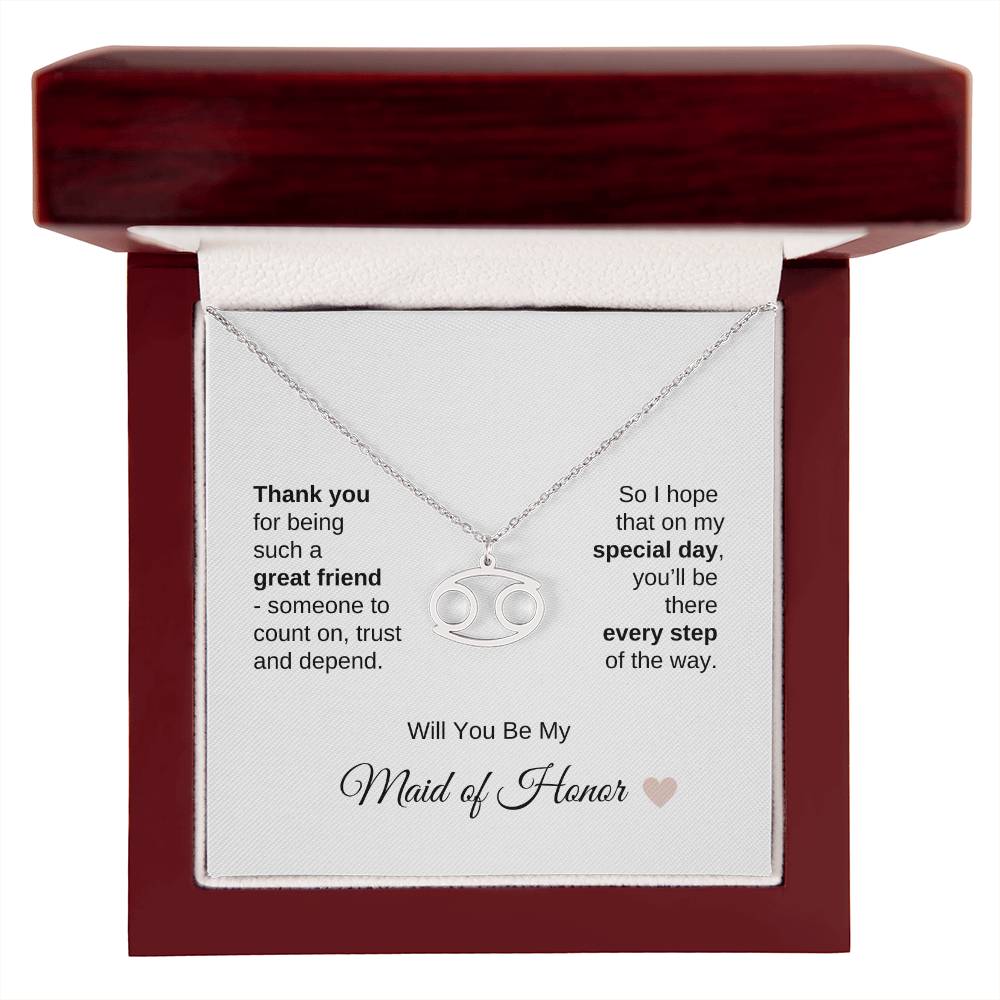 Will You Be My Maid of Honor Proposal Gift Zodiac Necklace