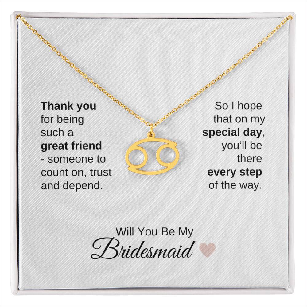 Will You Be My Bridesmaid Proposal Gift Zodiac Necklace