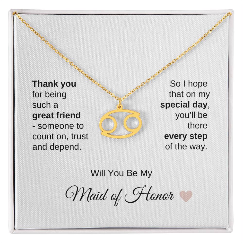 Will You Be My Maid of Honor Proposal Gift Zodiac Necklace