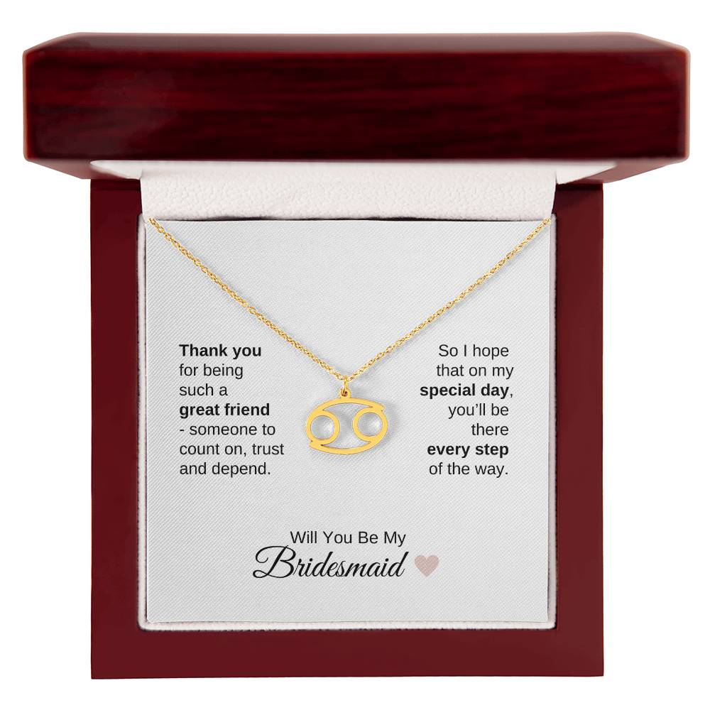 Will You Be My Bridesmaid Proposal Gift Zodiac Necklace