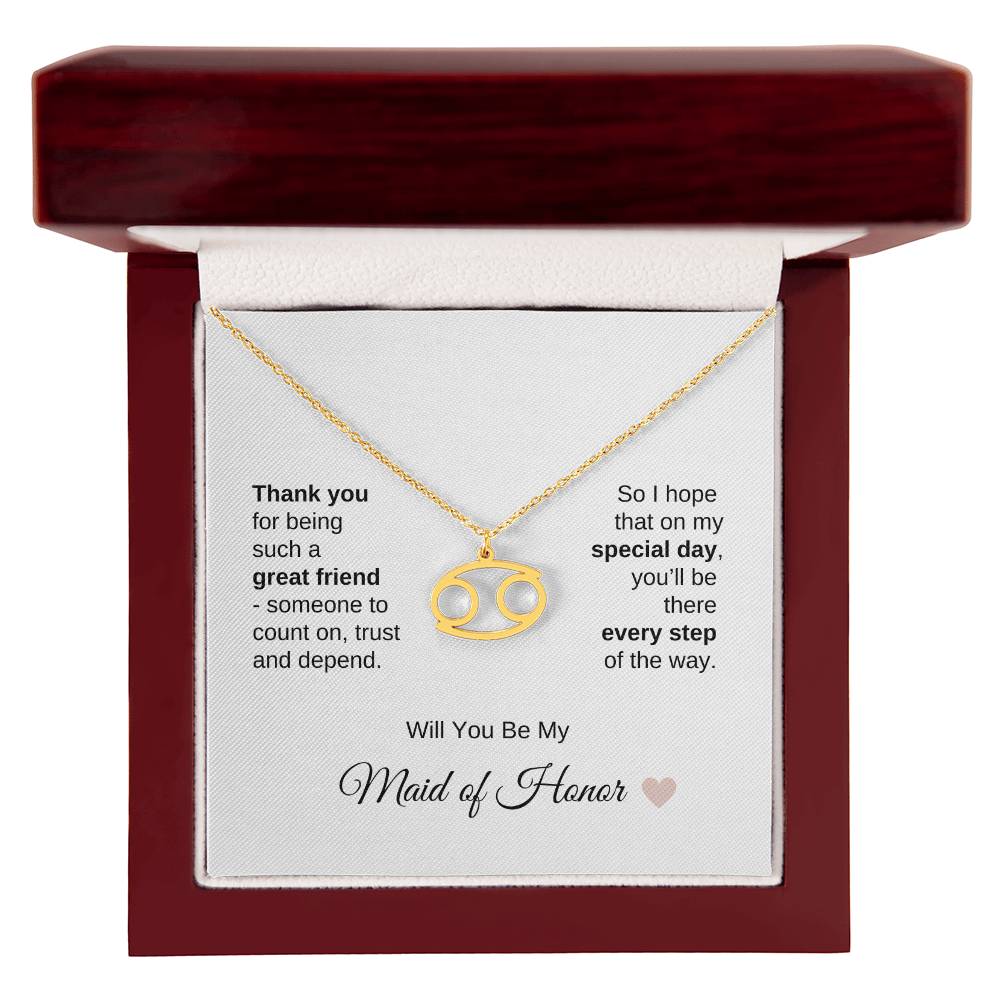 Will You Be My Maid of Honor Proposal Gift Zodiac Necklace