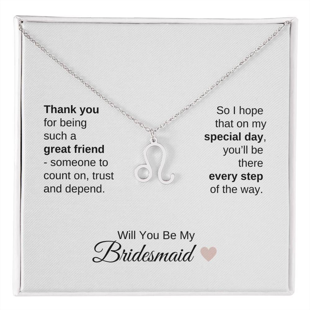 Will You Be My Bridesmaid Proposal Gift Zodiac Necklace