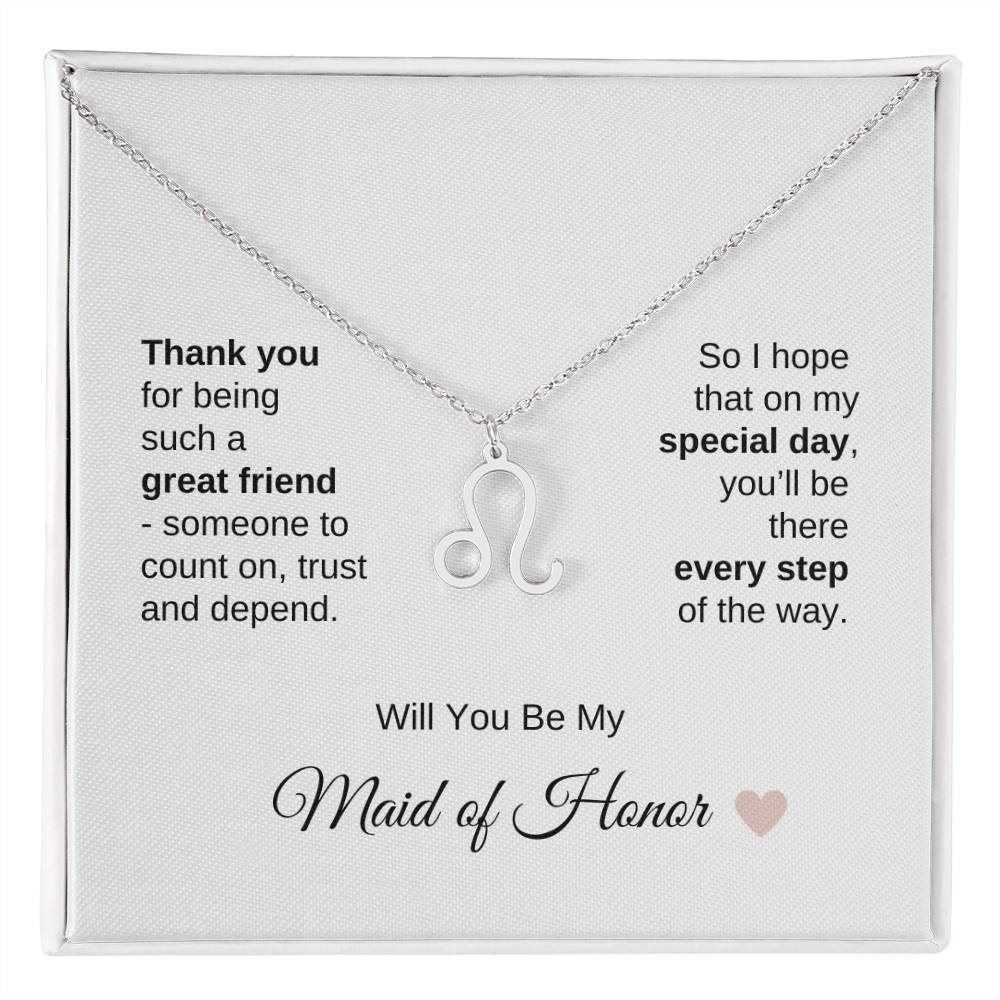 Will You Be My Maid of Honor Proposal Gift Zodiac Necklace