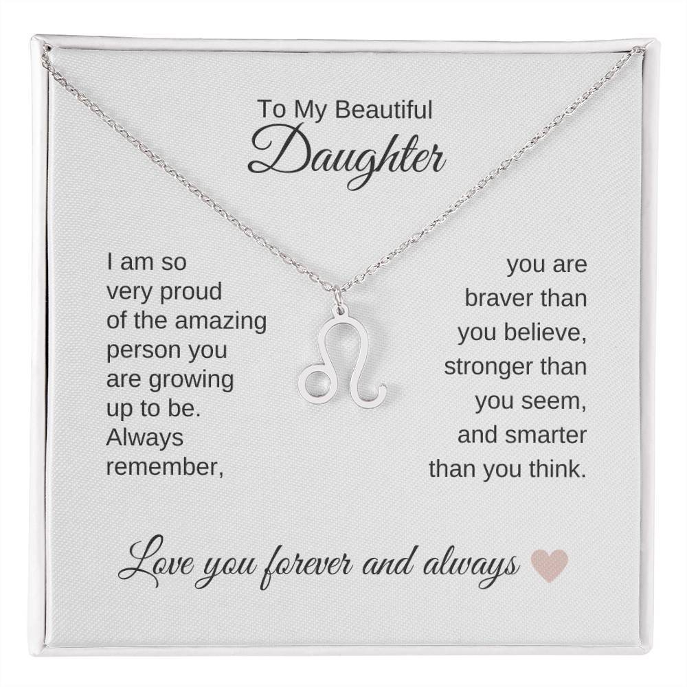 To My Beautiful Daughter Gift, Delicate Zodiac Necklace Gold or Stainless Steel, Gift for Daughter