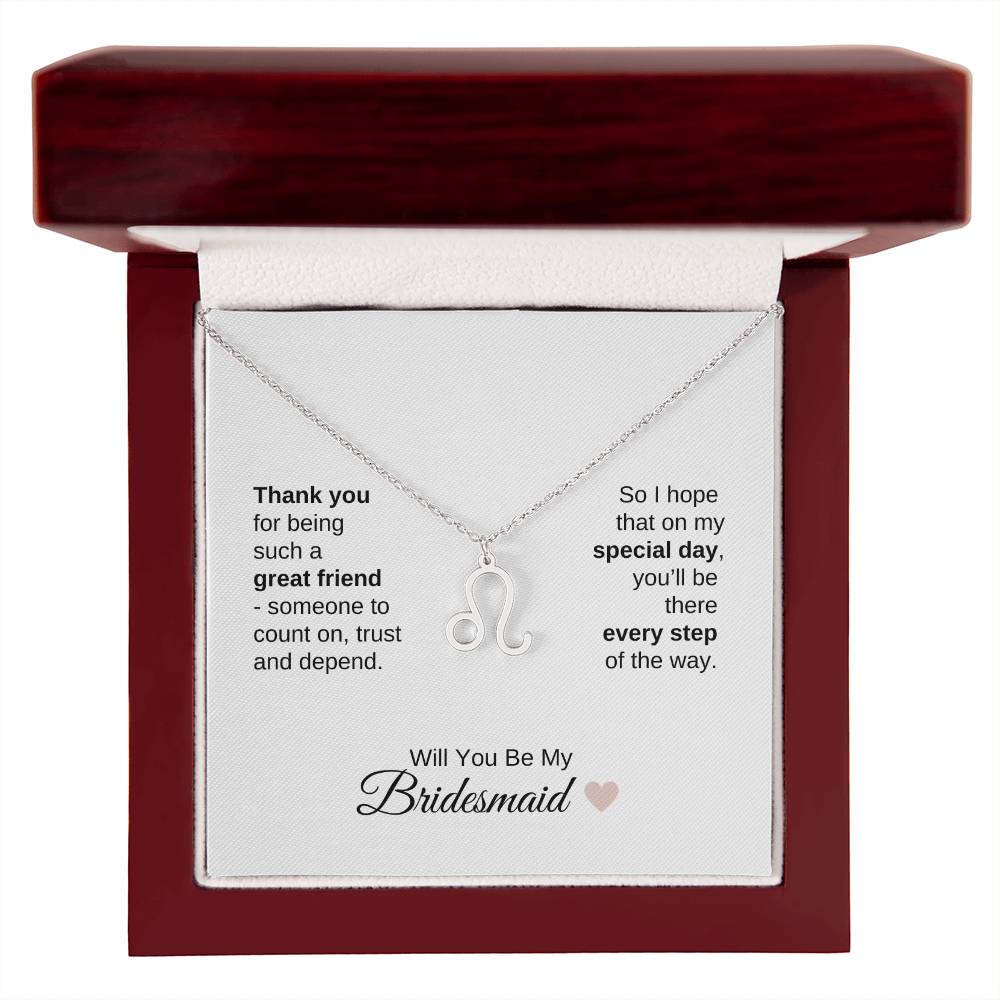 Will You Be My Bridesmaid Proposal Gift Zodiac Necklace