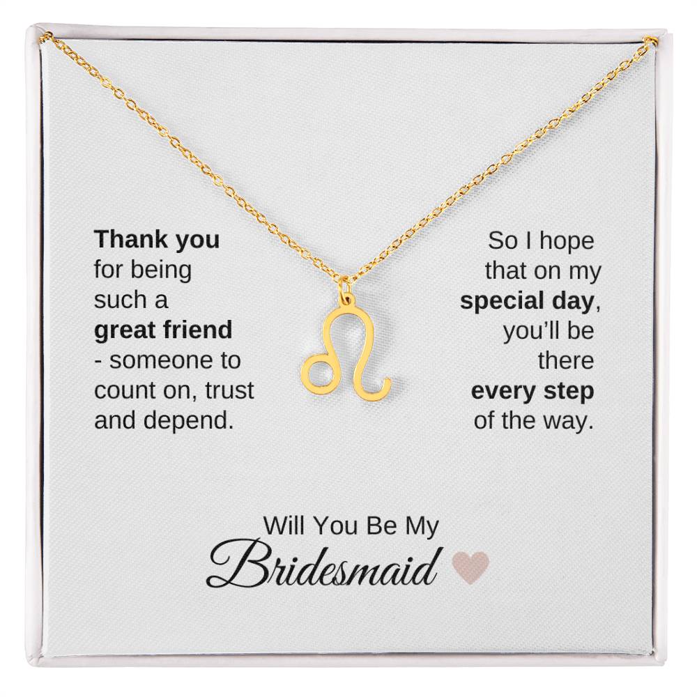 Will You Be My Bridesmaid Proposal Gift Zodiac Necklace