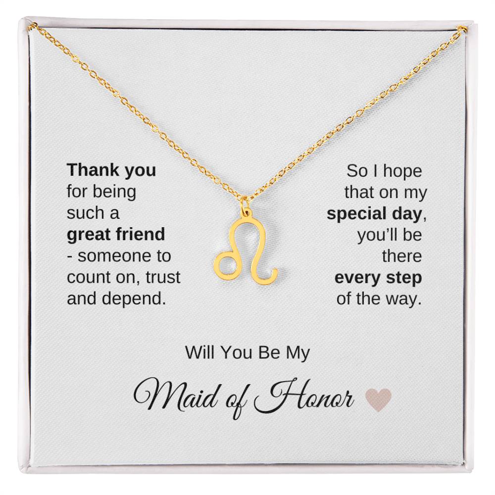Will You Be My Maid of Honor Proposal Gift Zodiac Necklace