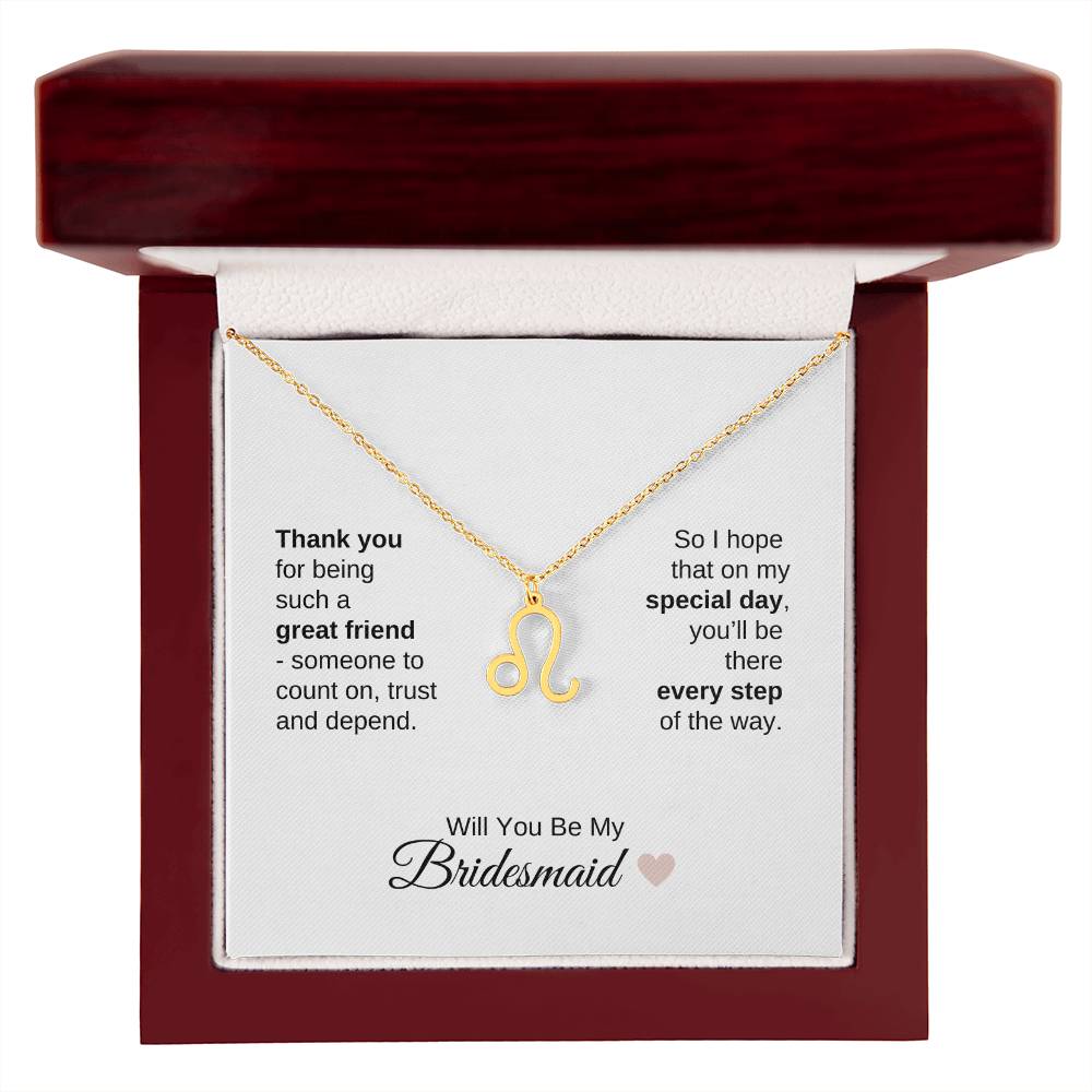 Will You Be My Bridesmaid Proposal Gift Zodiac Necklace