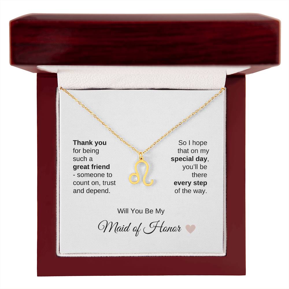 Will You Be My Maid of Honor Proposal Gift Zodiac Necklace