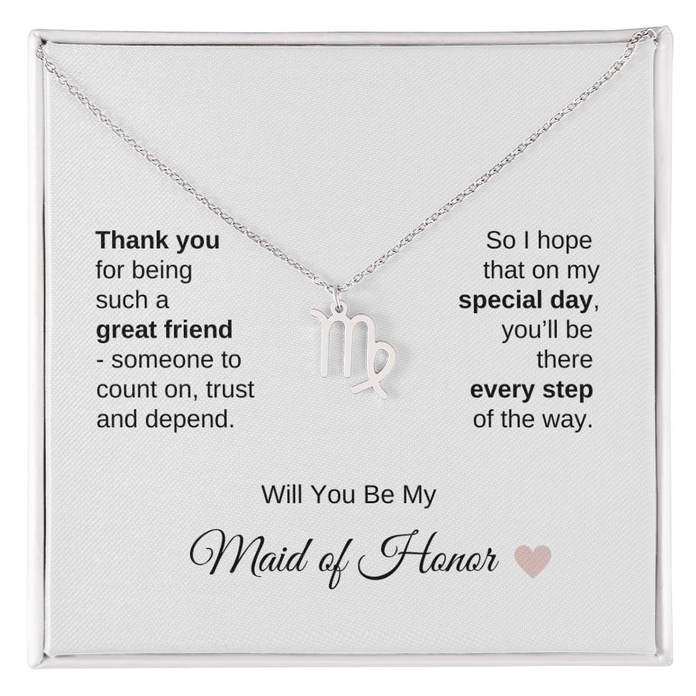 Will You Be My Maid of Honor Proposal Gift Zodiac Necklace