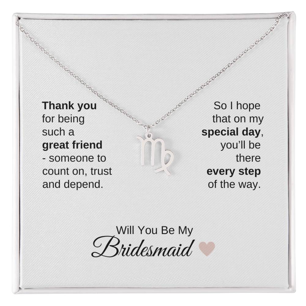 Will You Be My Bridesmaid Proposal Gift Zodiac Necklace