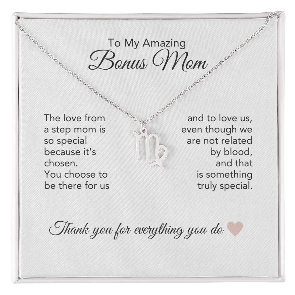 Bonus Mom Gifts for Step Mom Bonus Mom Necklace Zodiac Necklace - MKT Custom Jewelry