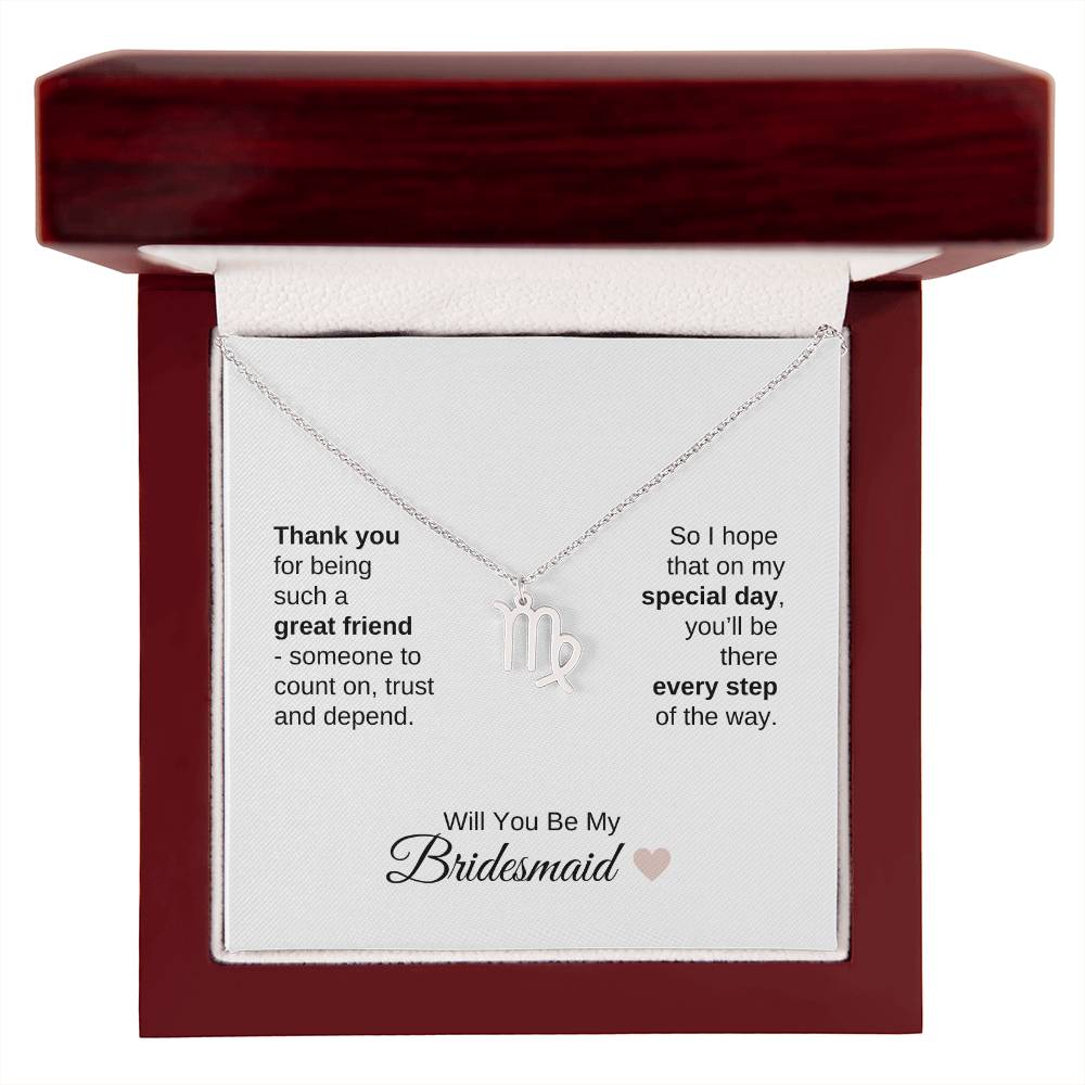 Will You Be My Bridesmaid Proposal Gift Zodiac Necklace