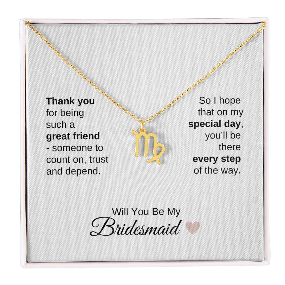 Will You Be My Bridesmaid Proposal Gift Zodiac Necklace