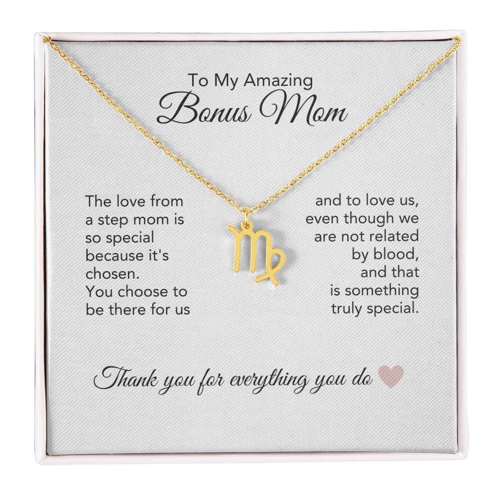 Bonus Mom Gifts for Step Mom Bonus Mom Necklace Zodiac Necklace - MKT Custom Jewelry