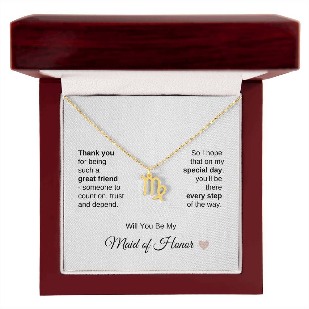 Will You Be My Maid of Honor Proposal Gift Zodiac Necklace