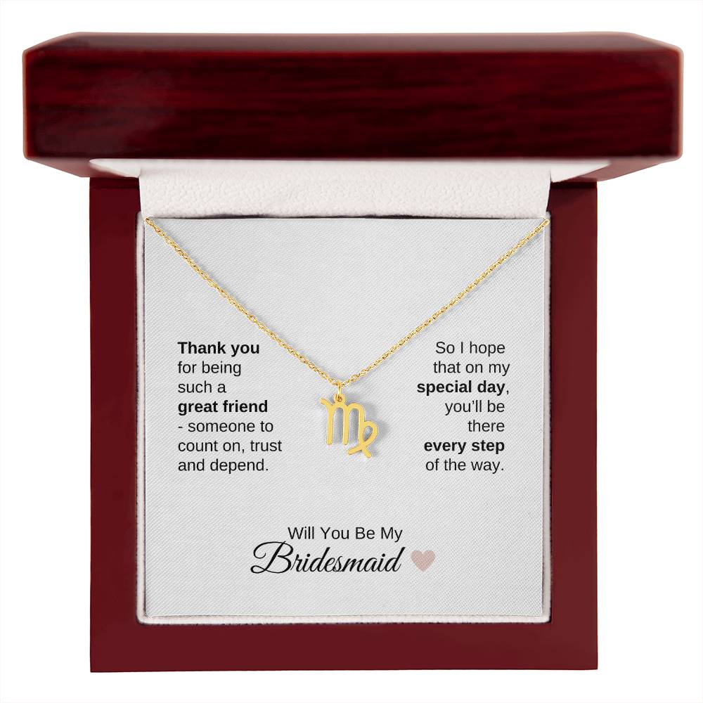 Will You Be My Bridesmaid Proposal Gift Zodiac Necklace