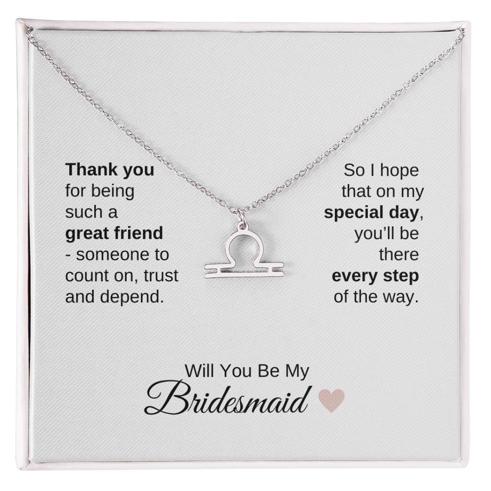 Will You Be My Bridesmaid Proposal Gift Zodiac Necklace
