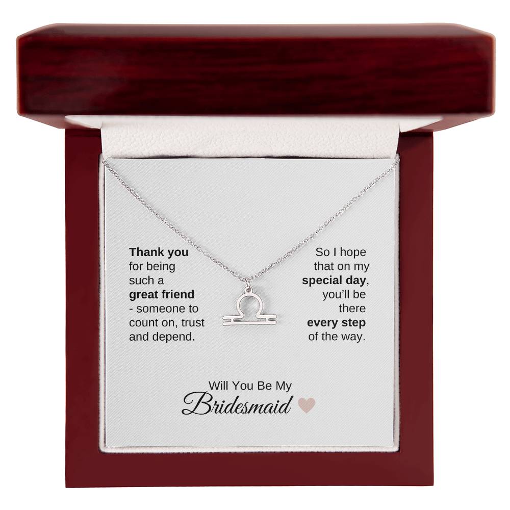 Will You Be My Bridesmaid Proposal Gift Zodiac Necklace