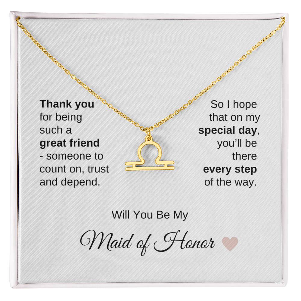 Will You Be My Maid of Honor Proposal Gift Zodiac Necklace