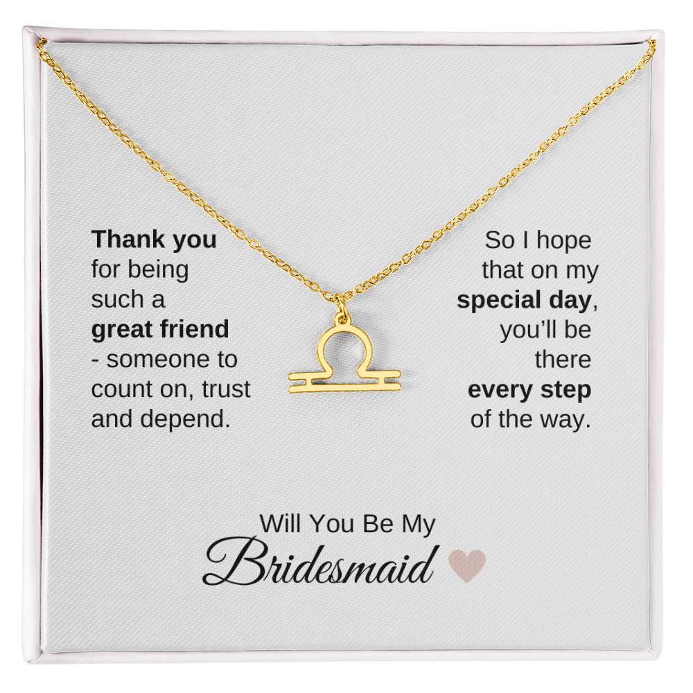 Will You Be My Bridesmaid Proposal Gift Zodiac Necklace