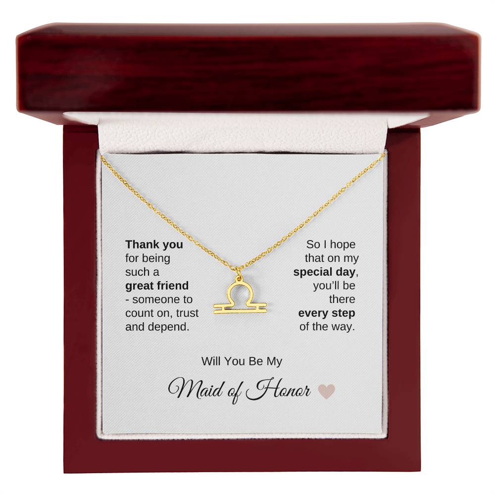 Will You Be My Maid of Honor Proposal Gift Zodiac Necklace