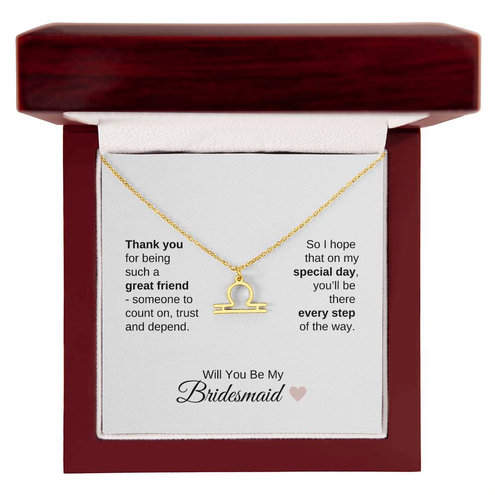 Will You Be My Bridesmaid Proposal Gift Zodiac Necklace