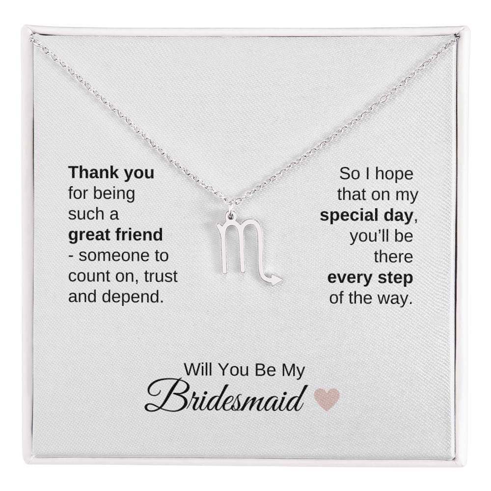 Will You Be My Bridesmaid Proposal Gift Zodiac Necklace