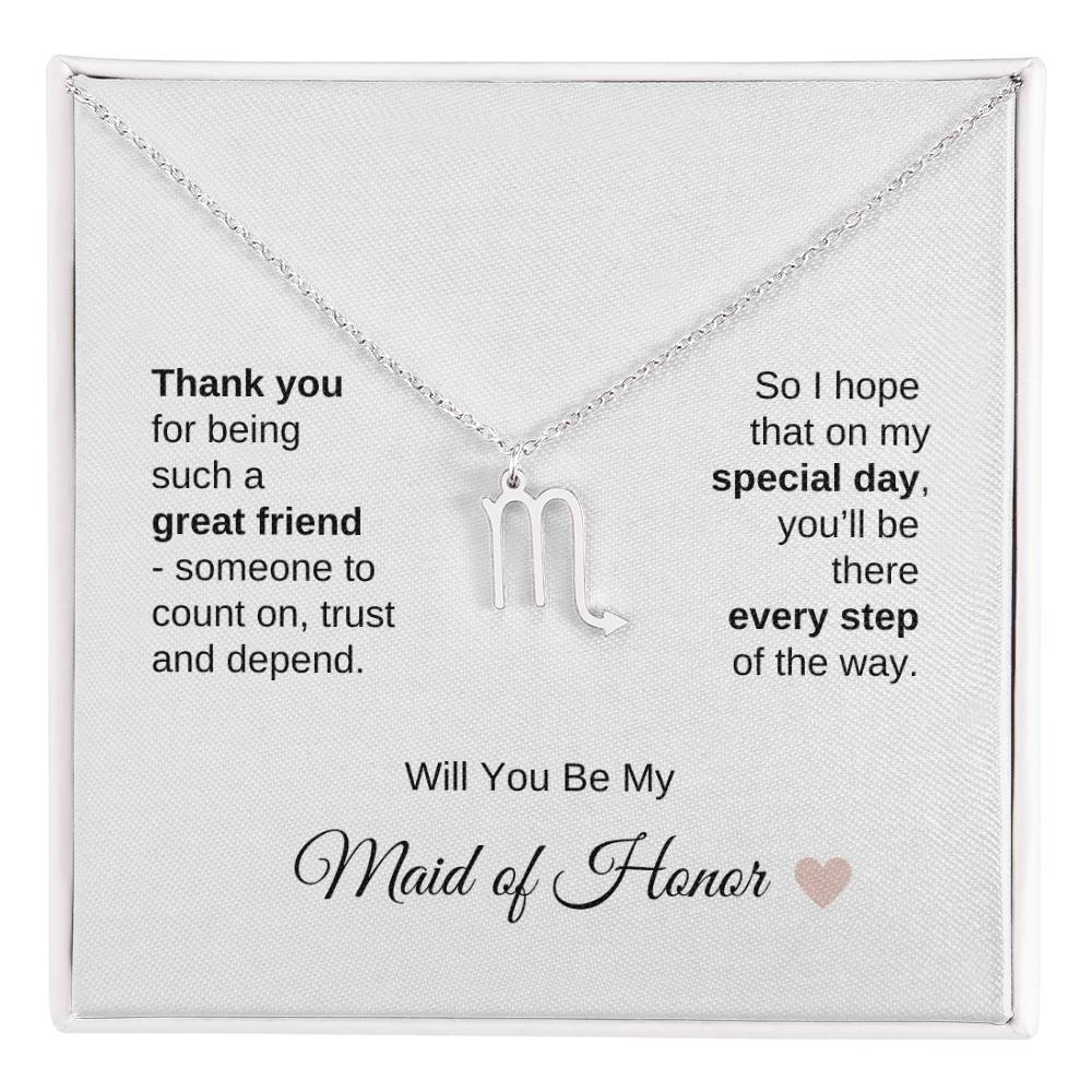 Will You Be My Maid of Honor Proposal Gift Zodiac Necklace