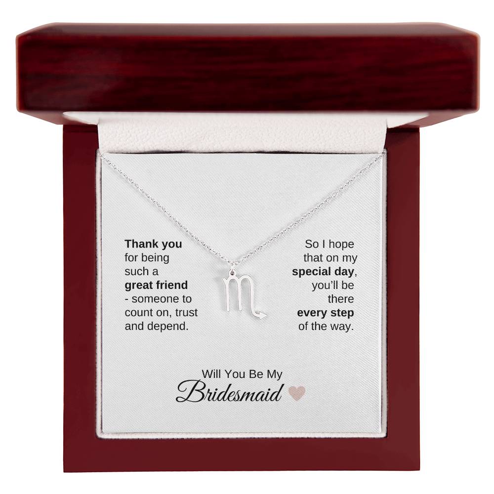 Will You Be My Bridesmaid Proposal Gift Zodiac Necklace