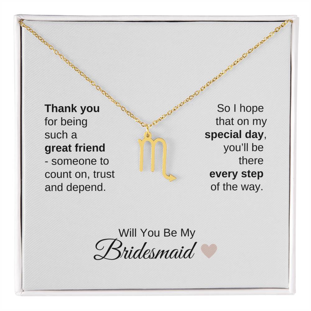 Will You Be My Bridesmaid Proposal Gift Zodiac Necklace