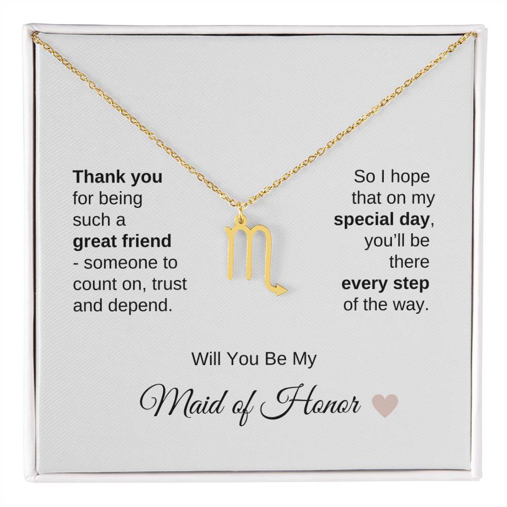 Will You Be My Maid of Honor Proposal Gift Zodiac Necklace