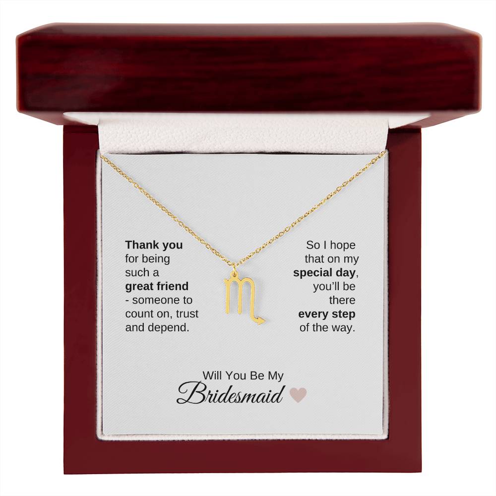 Will You Be My Bridesmaid Proposal Gift Zodiac Necklace