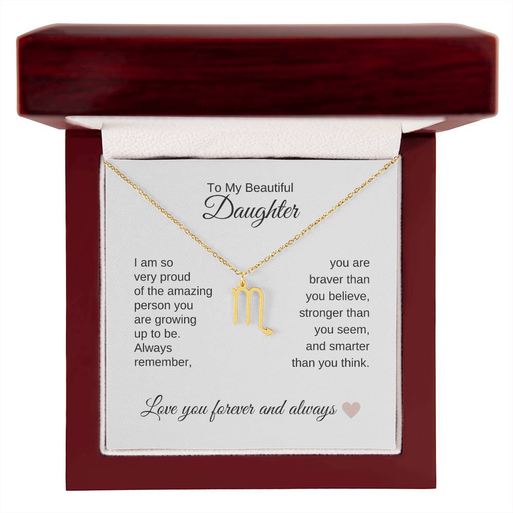 To My Beautiful Daughter Gift, Delicate Zodiac Necklace Gold or Stainless Steel, Gift for Daughter