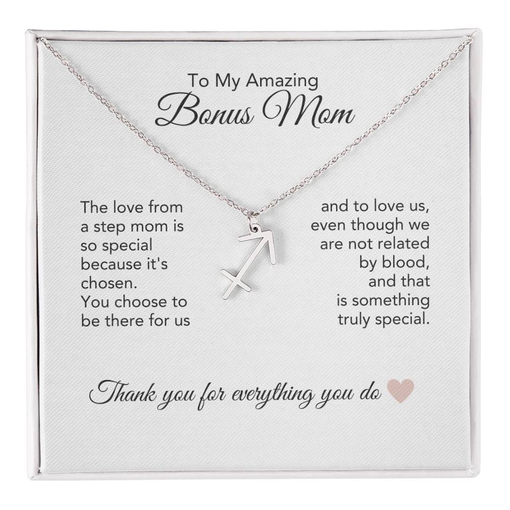 Bonus Mom Gifts for Step Mom Bonus Mom Necklace Zodiac Necklace - MKT Custom Jewelry