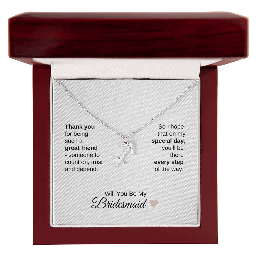 Will You Be My Bridesmaid Proposal Gift Zodiac Necklace