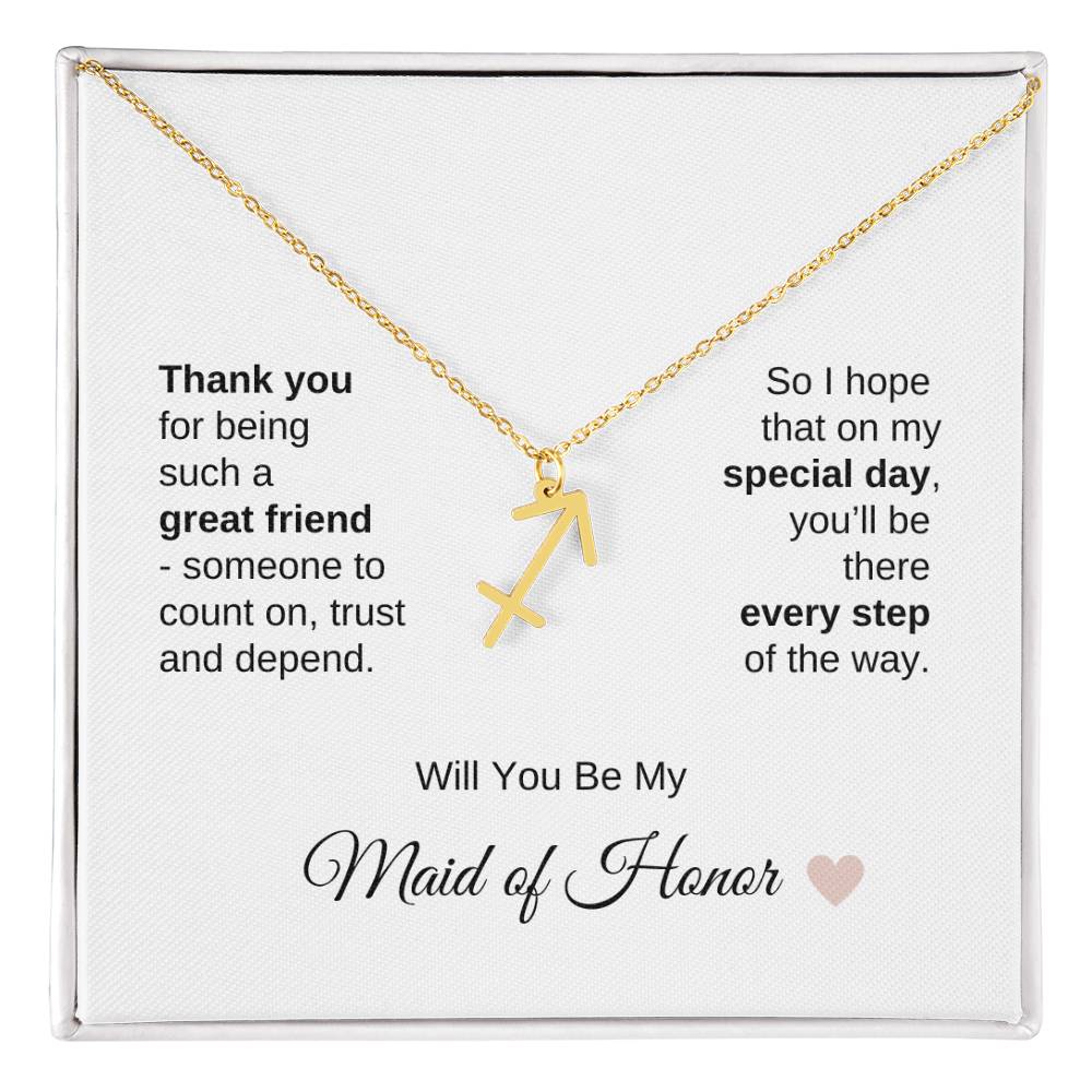 Will You Be My Maid of Honor Proposal Gift Zodiac Necklace
