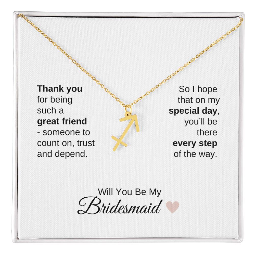 Will You Be My Bridesmaid Proposal Gift Zodiac Necklace