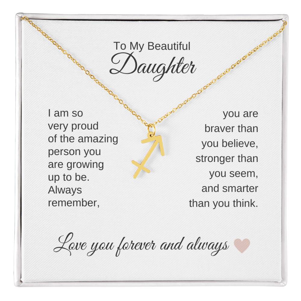 To My Beautiful Daughter Gift, Delicate Zodiac Necklace Gold or Stainless Steel, Gift for Daughter