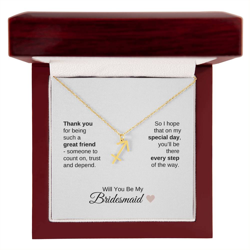 Will You Be My Bridesmaid Proposal Gift Zodiac Necklace