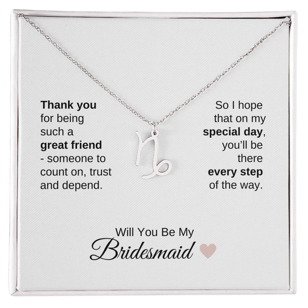 Will You Be My Bridesmaid Proposal Gift Zodiac Necklace