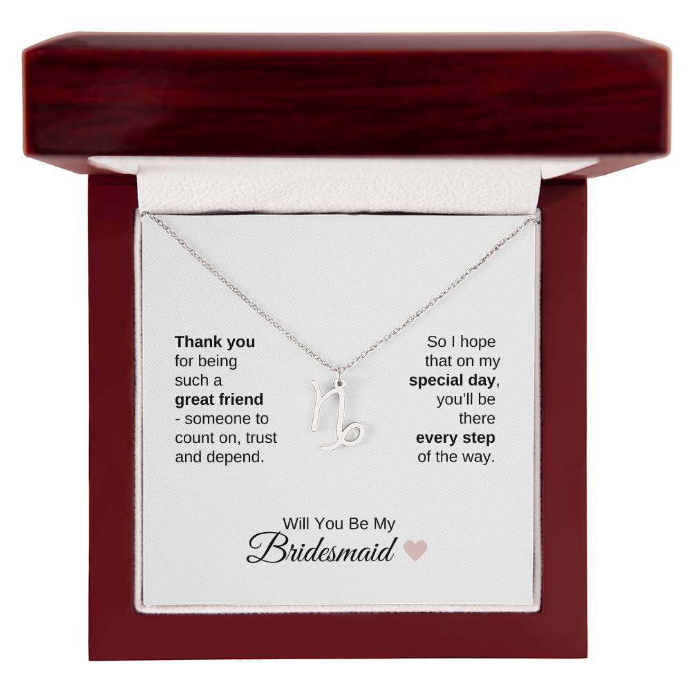 Will You Be My Bridesmaid Proposal Gift Zodiac Necklace