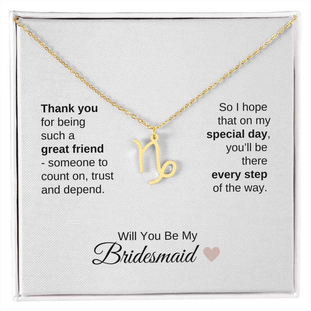 Will You Be My Bridesmaid Proposal Gift Zodiac Necklace