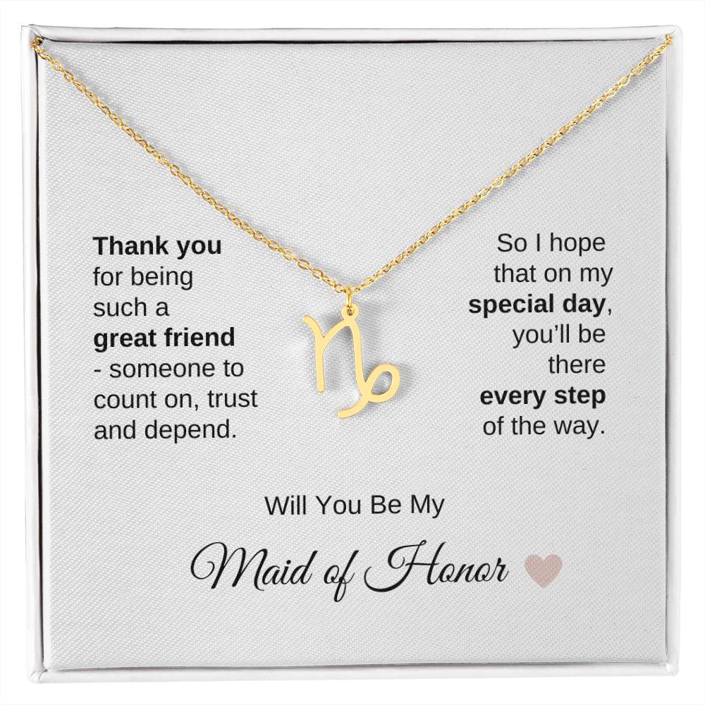 Will You Be My Maid of Honor Proposal Gift Zodiac Necklace